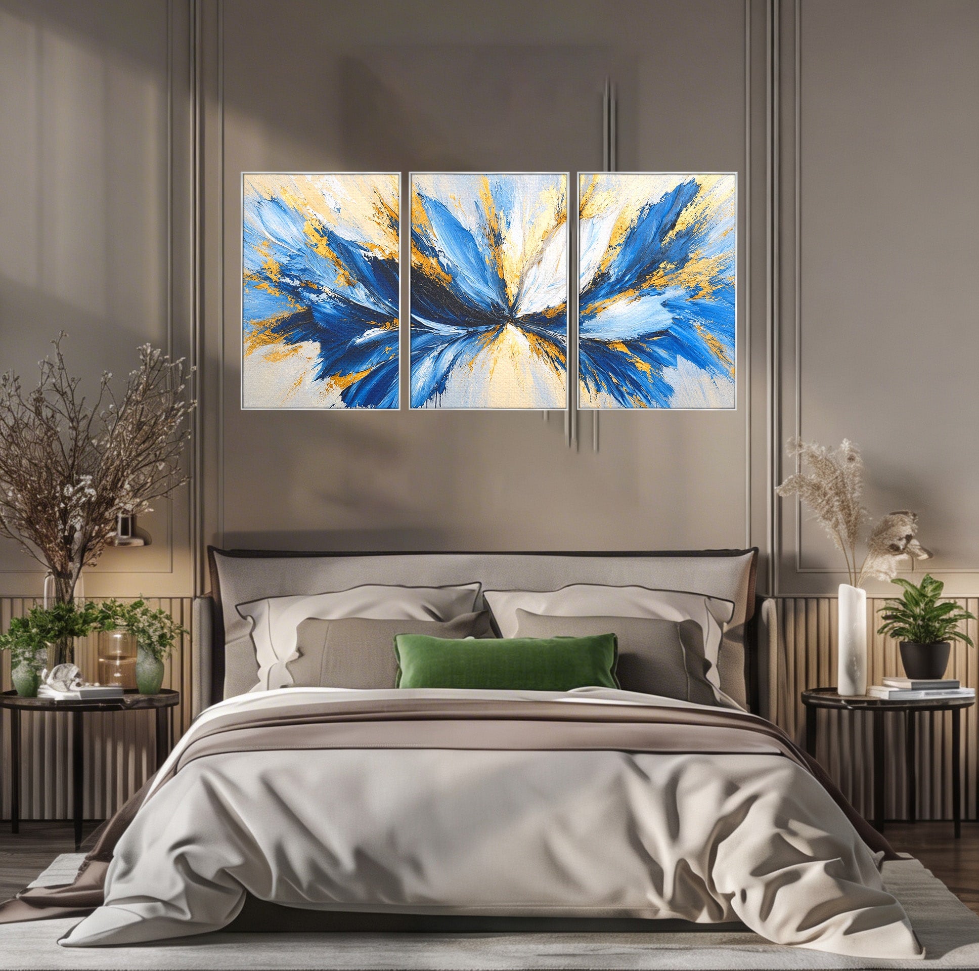 Set 3 Tablouri Canvas Premium LuxCanva® A3-1842, Explozie Abstracta, Abstract, Arta Moderna, Explozie, Living, Birou, Culori Vibrante