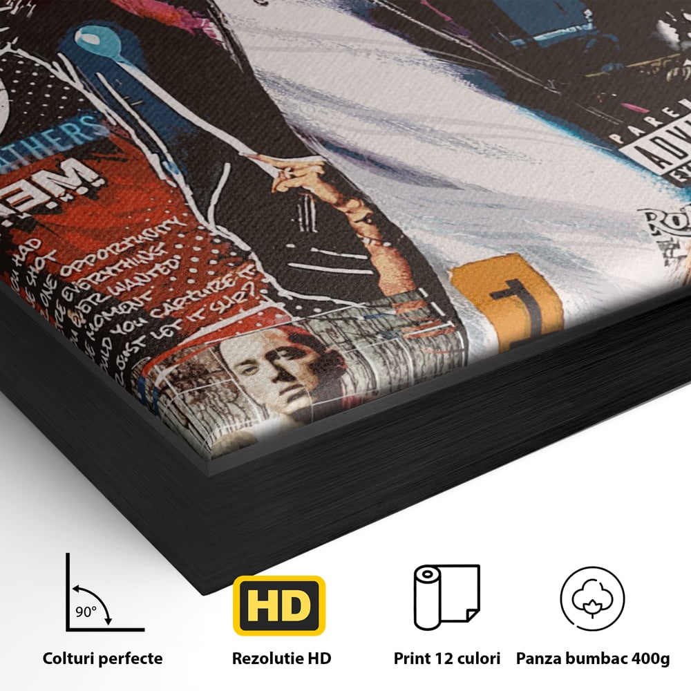Tablou Canvas Premium LuxCanva® B1003, Eminem , Decorativ, Muzica, Vedete, Hip-Hop, Culori Vibrante