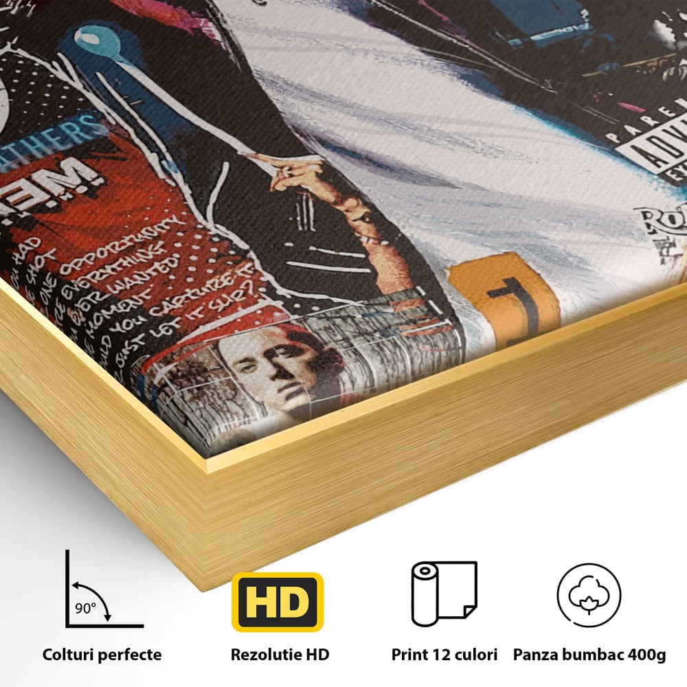 Tablou Canvas Premium LuxCanva® B1003, Eminem , Decorativ, Muzica, Vedete, Hip-Hop, Culori Vibrante