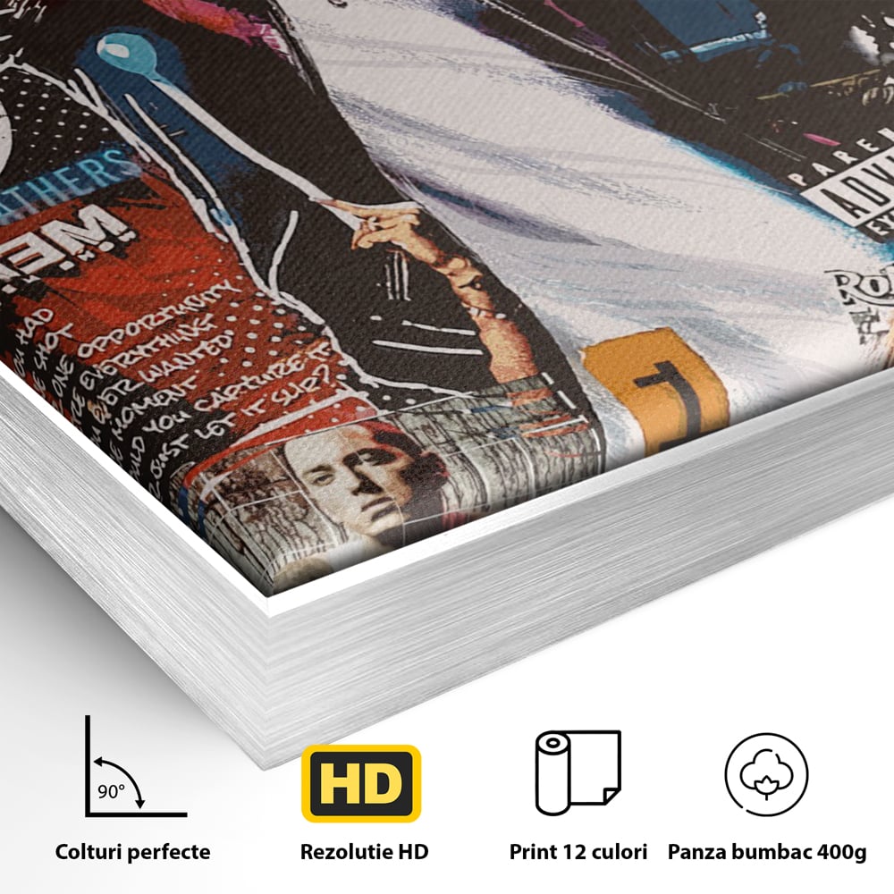 Tablou Canvas Premium LuxCanva® B1003, Eminem , Decorativ, Muzica, Vedete, Hip-Hop, Culori Vibrante