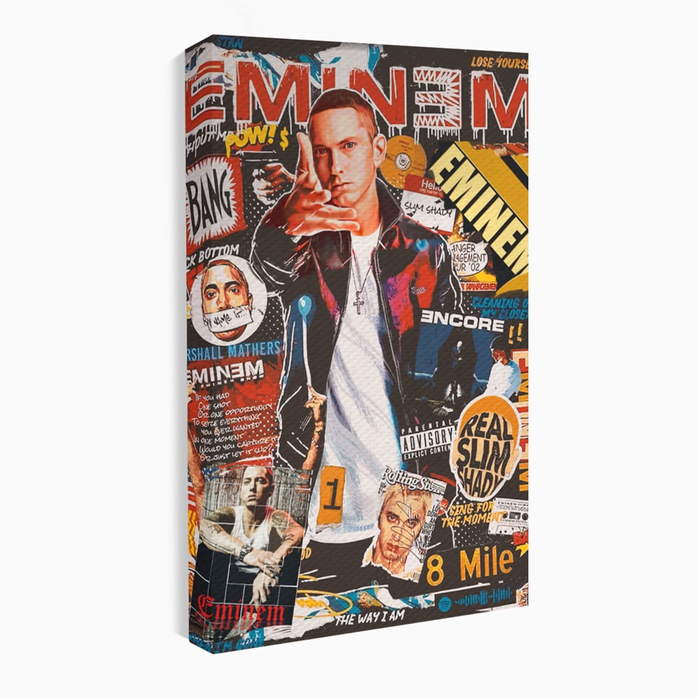 Tablou Canvas Premium LuxCanva® B1003, Eminem , Decorativ, Muzica, Vedete, Hip-Hop, Culori Vibrante