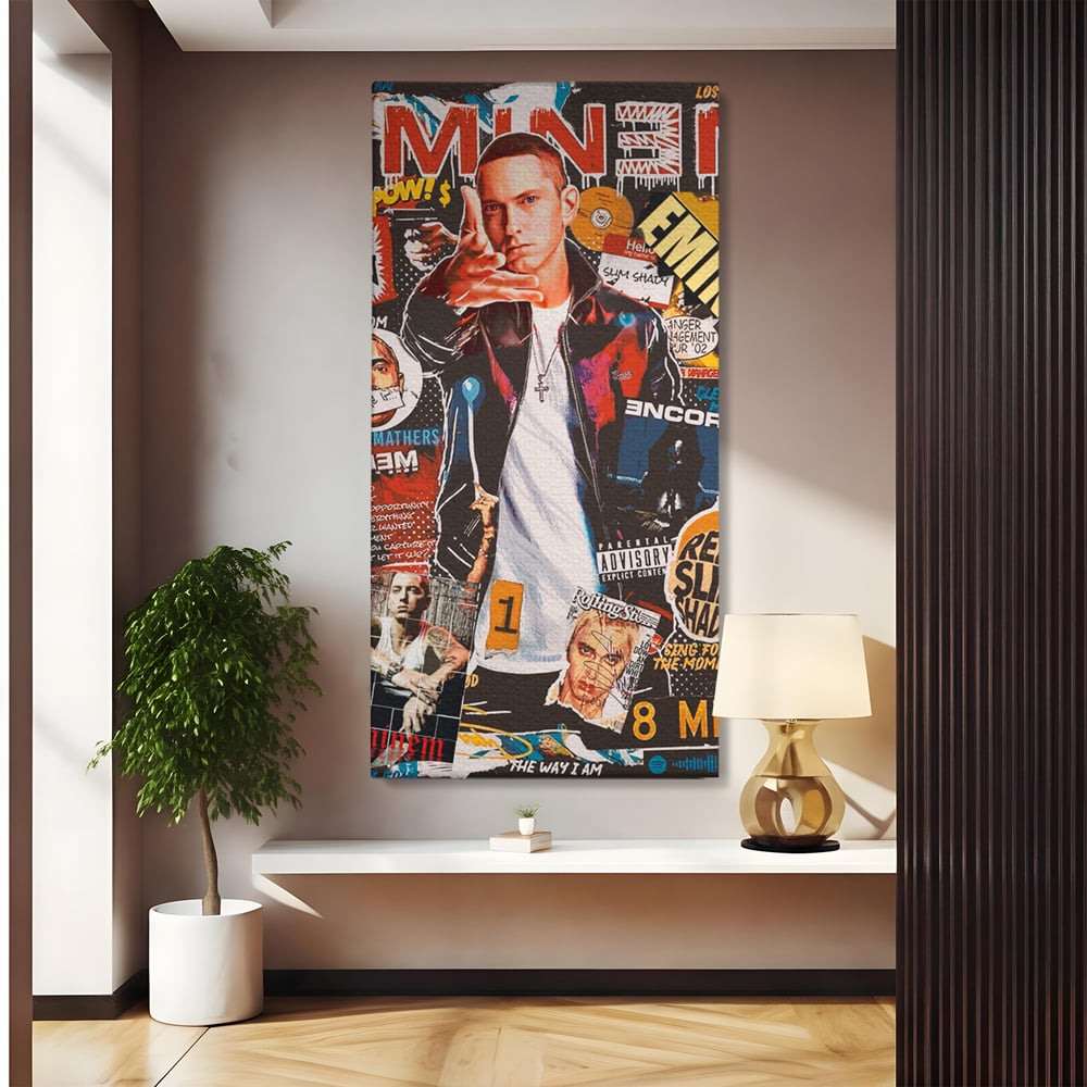 Tablou Canvas Premium LuxCanva® B1003, Eminem , Decorativ, Muzica, Vedete, Hip-Hop, Culori Vibrante