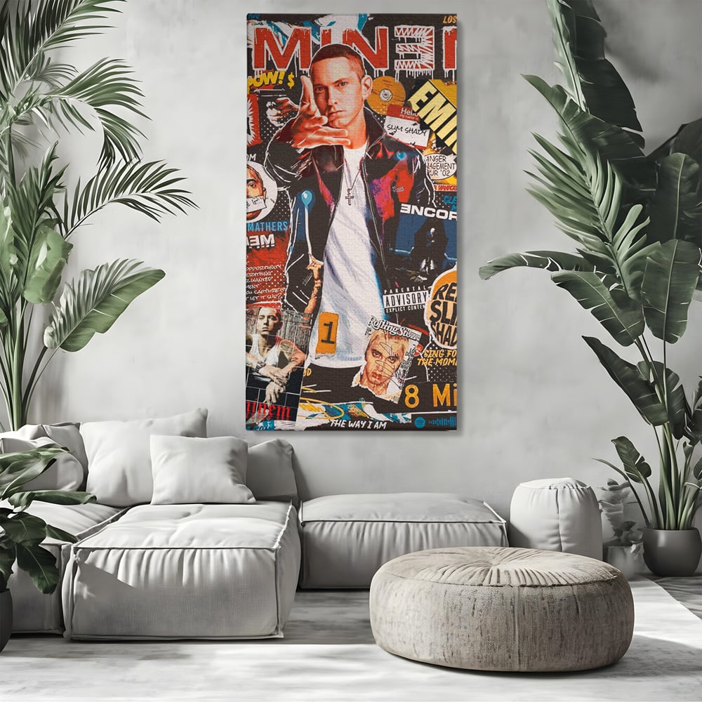 Tablou Canvas Premium LuxCanva® B1003, Eminem , Decorativ, Muzica, Vedete, Hip-Hop, Culori Vibrante
