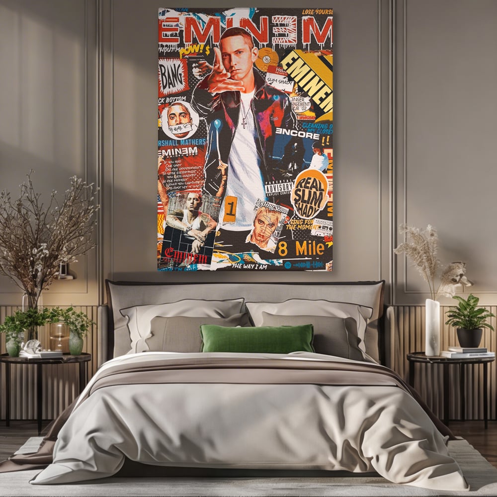 Tablou Canvas Premium LuxCanva® B1003, Eminem , Decorativ, Muzica, Vedete, Hip-Hop, Culori Vibrante
