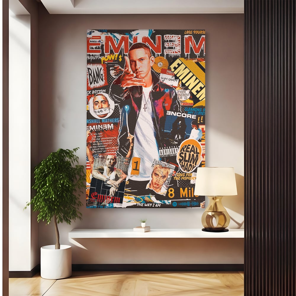 Tablou Canvas Premium LuxCanva® B1003, Eminem , Decorativ, Muzica, Vedete, Hip-Hop, Culori Vibrante