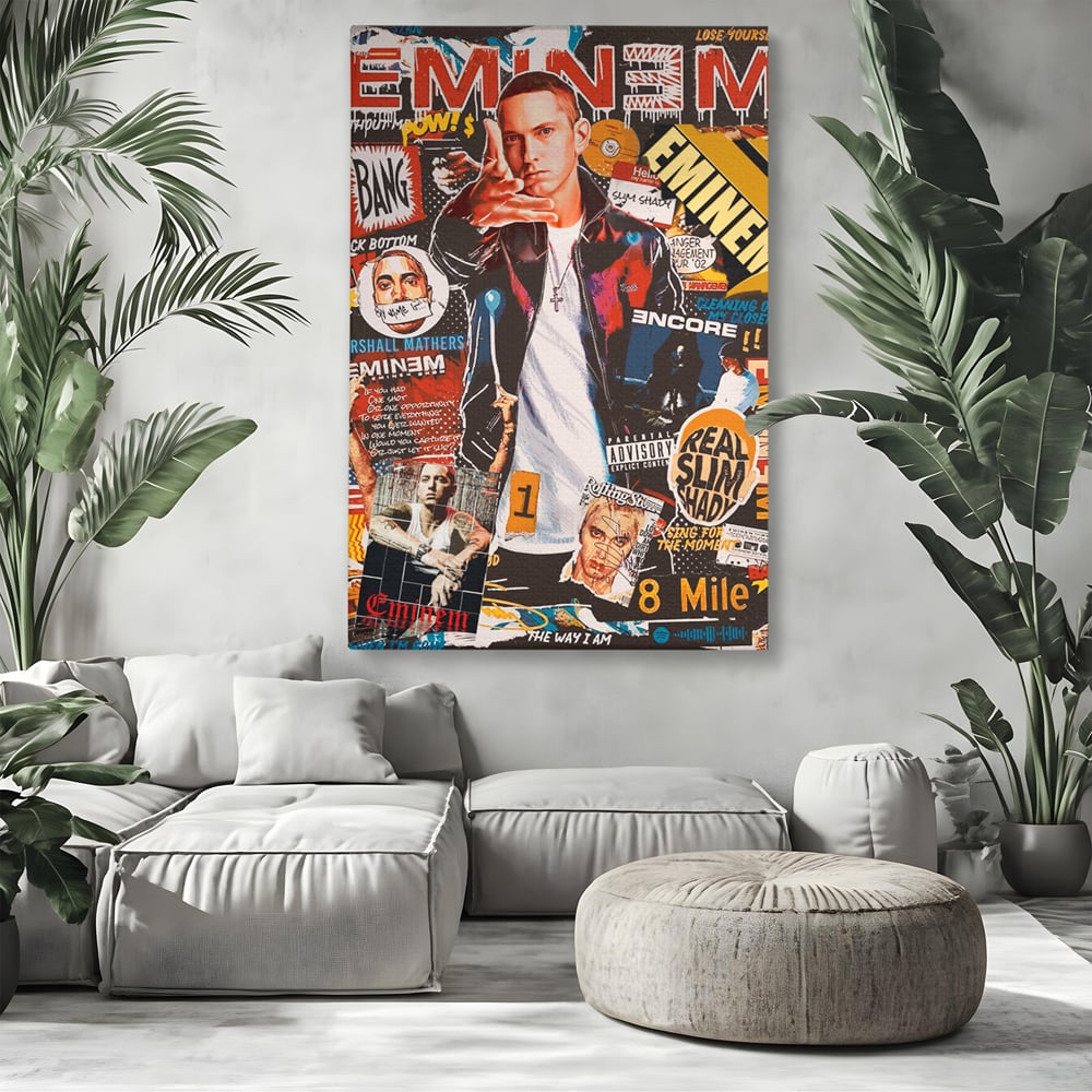 Tablou Canvas Premium LuxCanva® B1003, Eminem , Decorativ, Muzica, Vedete, Hip-Hop, Culori Vibrante