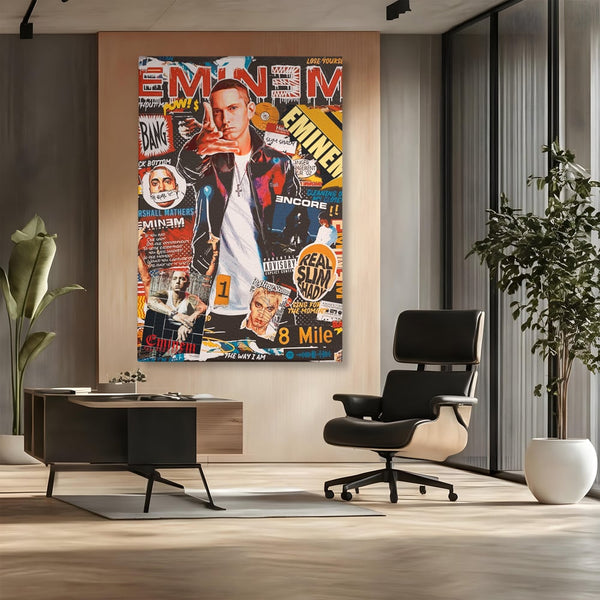 Tablou Canvas Premium LuxCanva® B1003, Eminem , Decorativ, Muzica, Vedete, Hip-Hop, Culori Vibrante