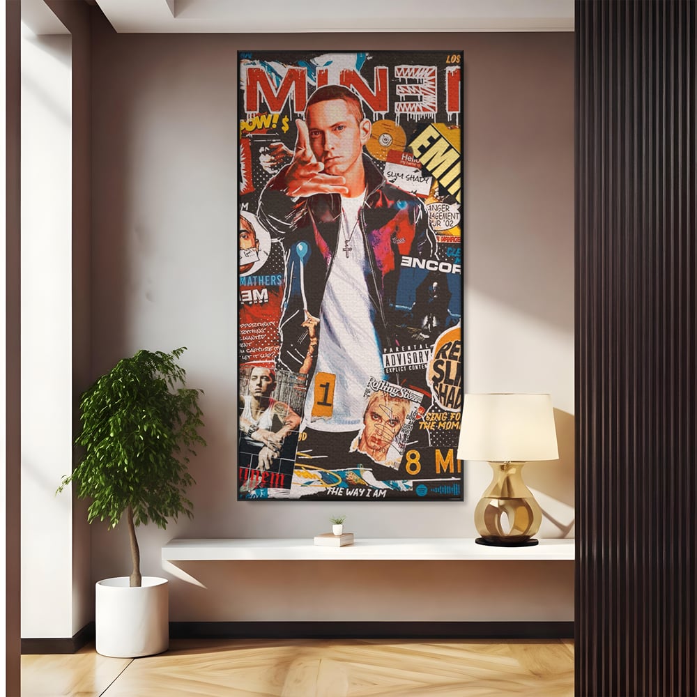 Tablou Canvas Premium LuxCanva® B1003, Eminem , Decorativ, Muzica, Vedete, Hip-Hop, Culori Vibrante