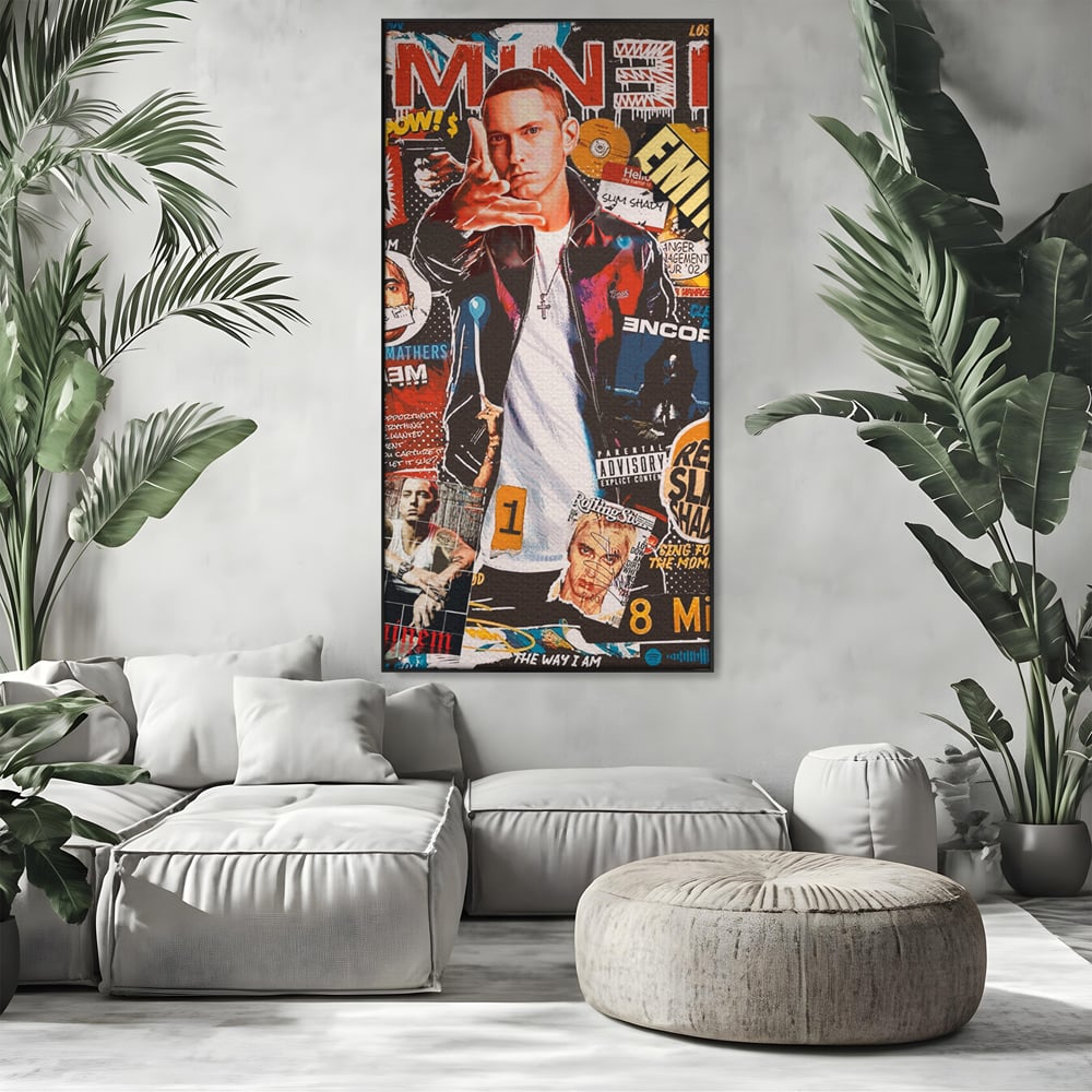 Tablou Canvas Premium LuxCanva® B1003, Eminem , Decorativ, Muzica, Vedete, Hip-Hop, Culori Vibrante