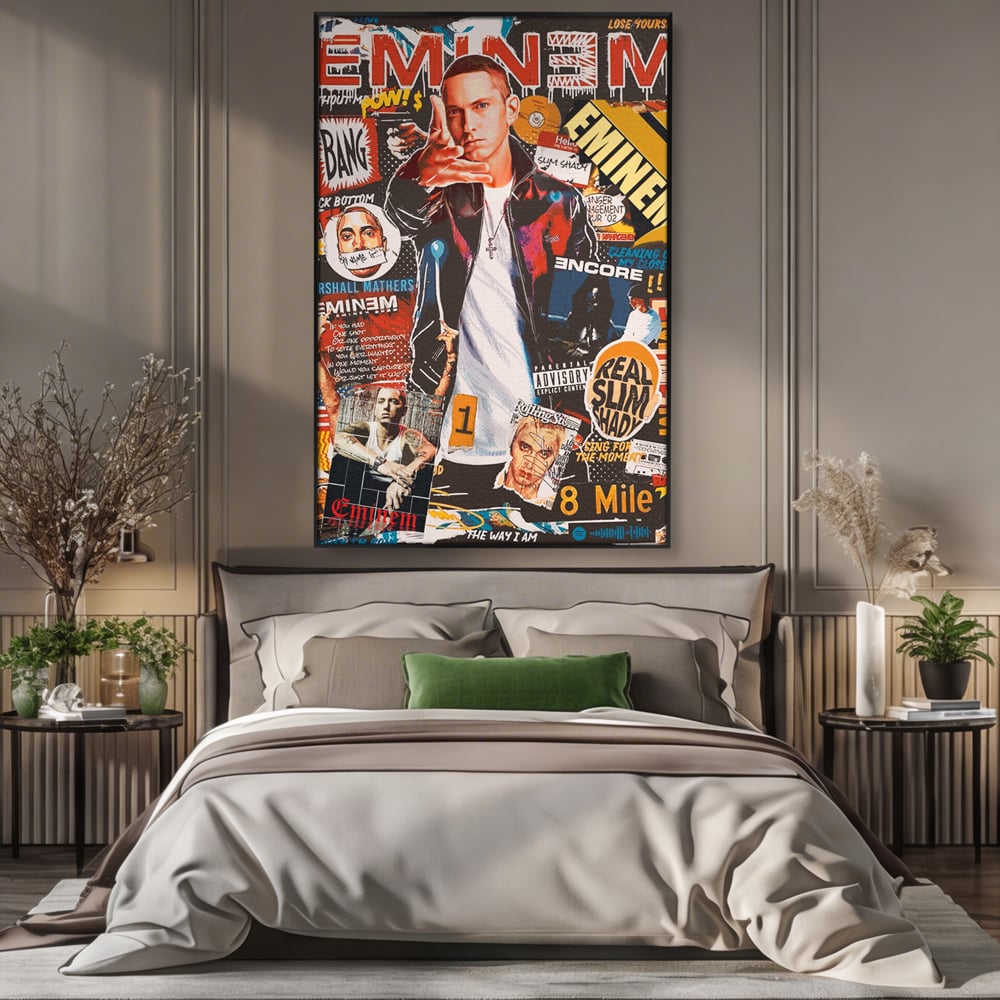 Tablou Canvas Premium LuxCanva® B1003, Eminem , Decorativ, Muzica, Vedete, Hip-Hop, Culori Vibrante