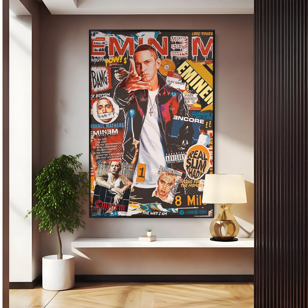 Tablou Canvas Premium LuxCanva® B1003, Eminem , Decorativ, Muzica, Vedete, Hip-Hop, Culori Vibrante