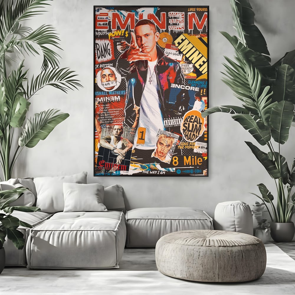 Tablou Canvas Premium LuxCanva® B1003, Eminem , Decorativ, Muzica, Vedete, Hip-Hop, Culori Vibrante