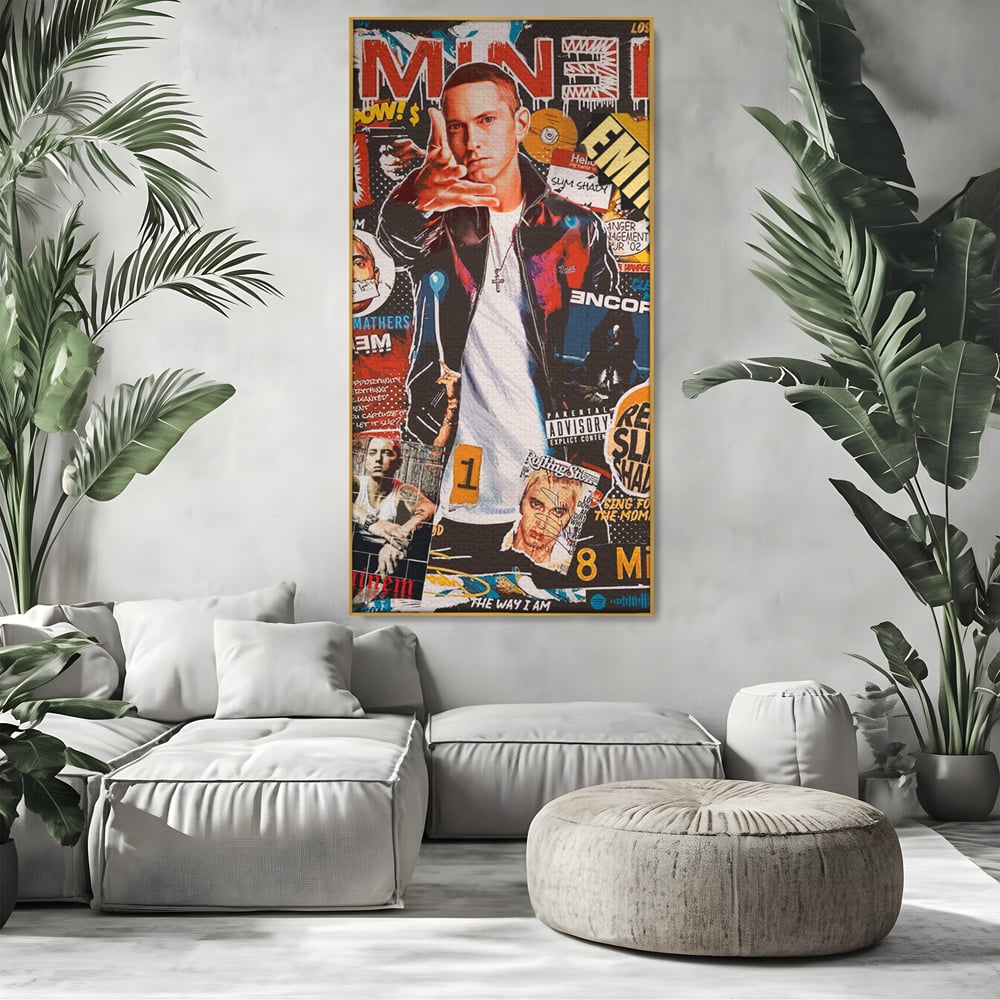 Tablou Canvas Premium LuxCanva® B1003, Eminem , Decorativ, Muzica, Vedete, Hip-Hop, Culori Vibrante