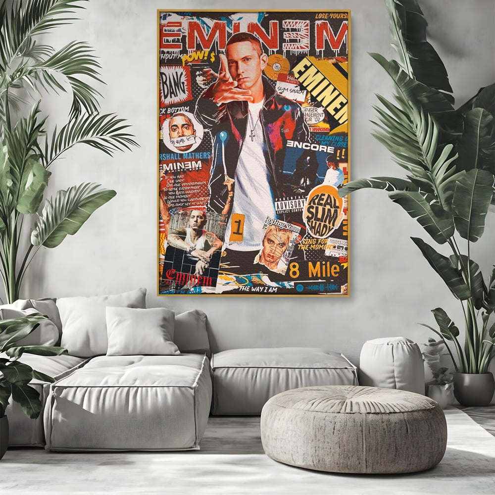 Tablou Canvas Premium LuxCanva® B1003, Eminem , Decorativ, Muzica, Vedete, Hip-Hop, Culori Vibrante