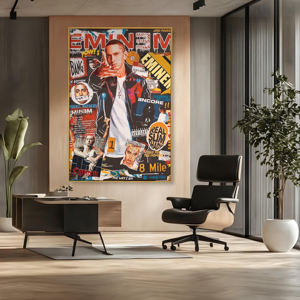 Tablou Canvas Premium LuxCanva® B1003, Eminem , Decorativ, Muzica, Vedete, Hip-Hop, Culori Vibrante