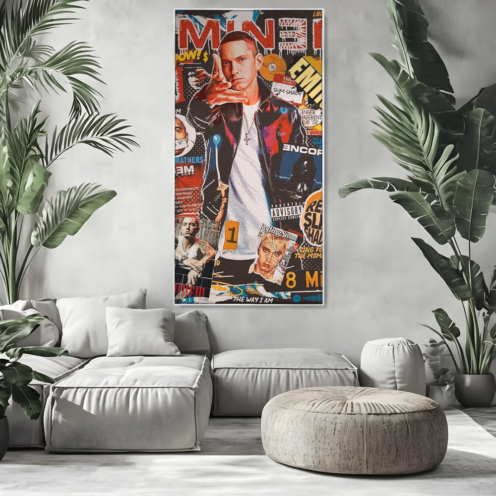 Tablou Canvas Premium LuxCanva® B1003, Eminem , Decorativ, Muzica, Vedete, Hip-Hop, Culori Vibrante