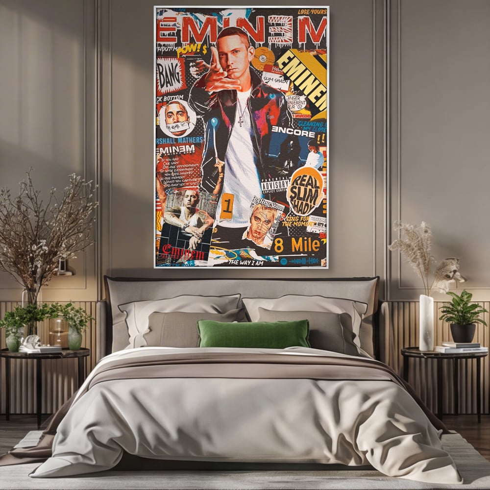 Tablou Canvas Premium LuxCanva® B1003, Eminem , Decorativ, Muzica, Vedete, Hip-Hop, Culori Vibrante