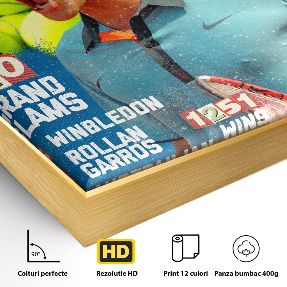 Tablou Canvas Premium LuxCanva® B1004, Roger Federer , Decorativ, Sportiv, Vedete, Tenis, Campioni, Culori Vibrante