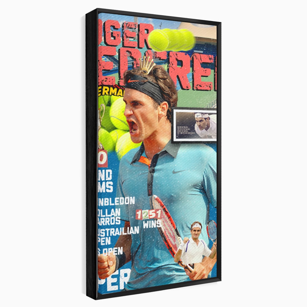 Tablou Canvas Premium LuxCanva® B1004, Roger Federer , Decorativ, Sportiv, Vedete, Tenis, Campioni, Culori Vibrante