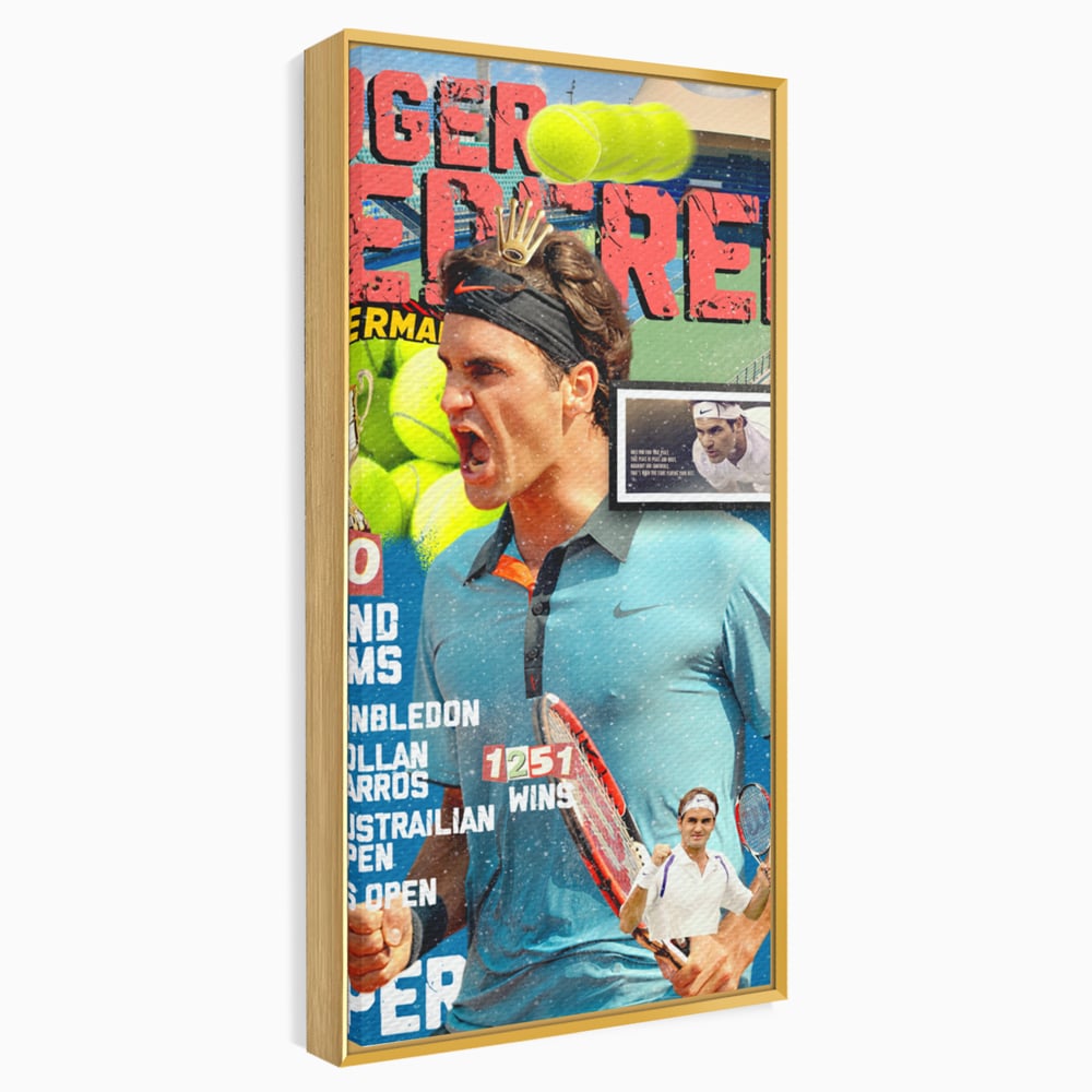 Tablou Canvas Premium LuxCanva® B1004, Roger Federer , Decorativ, Sportiv, Vedete, Tenis, Campioni, Culori Vibrante