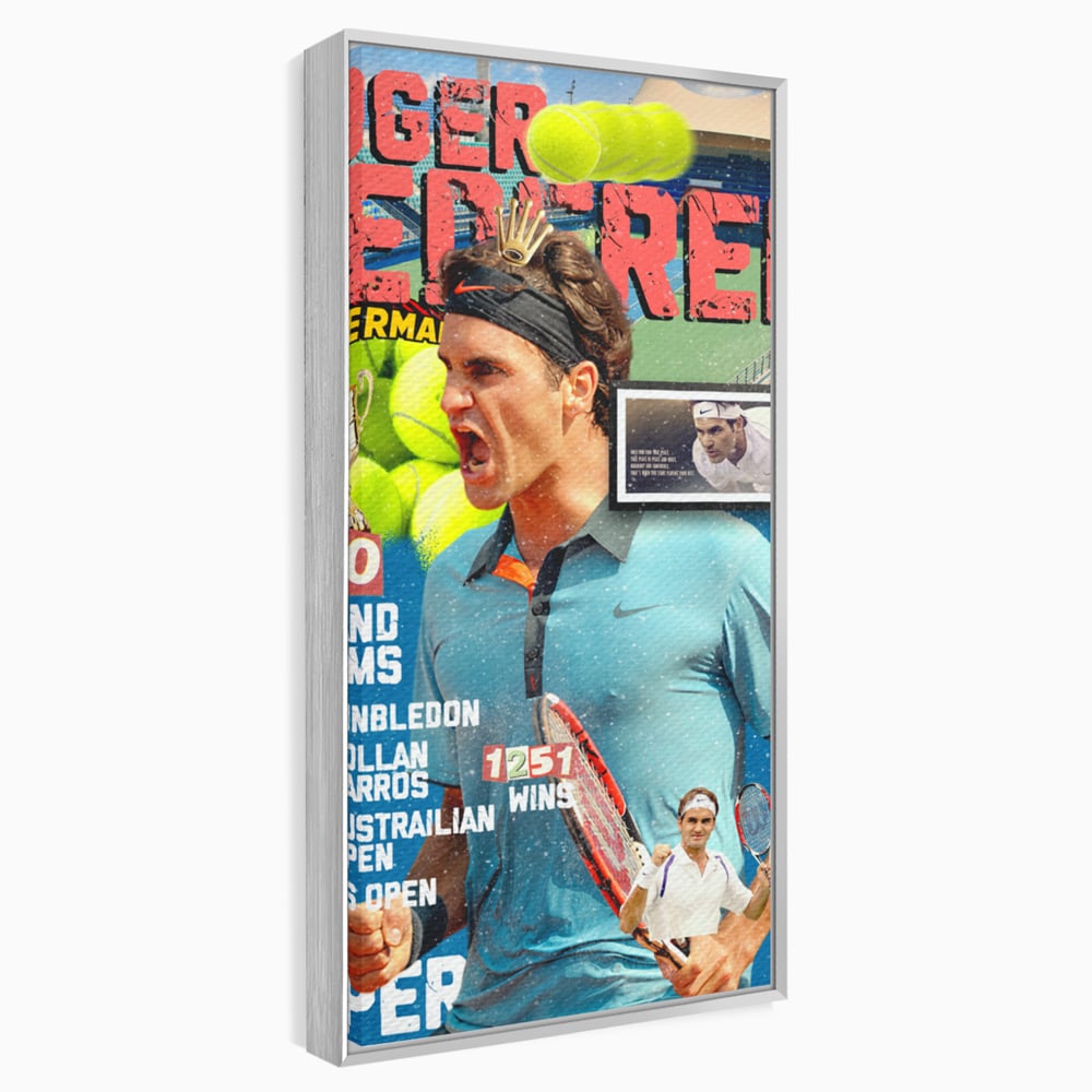 Tablou Canvas Premium LuxCanva® B1004, Roger Federer , Decorativ, Sportiv, Vedete, Tenis, Campioni, Culori Vibrante