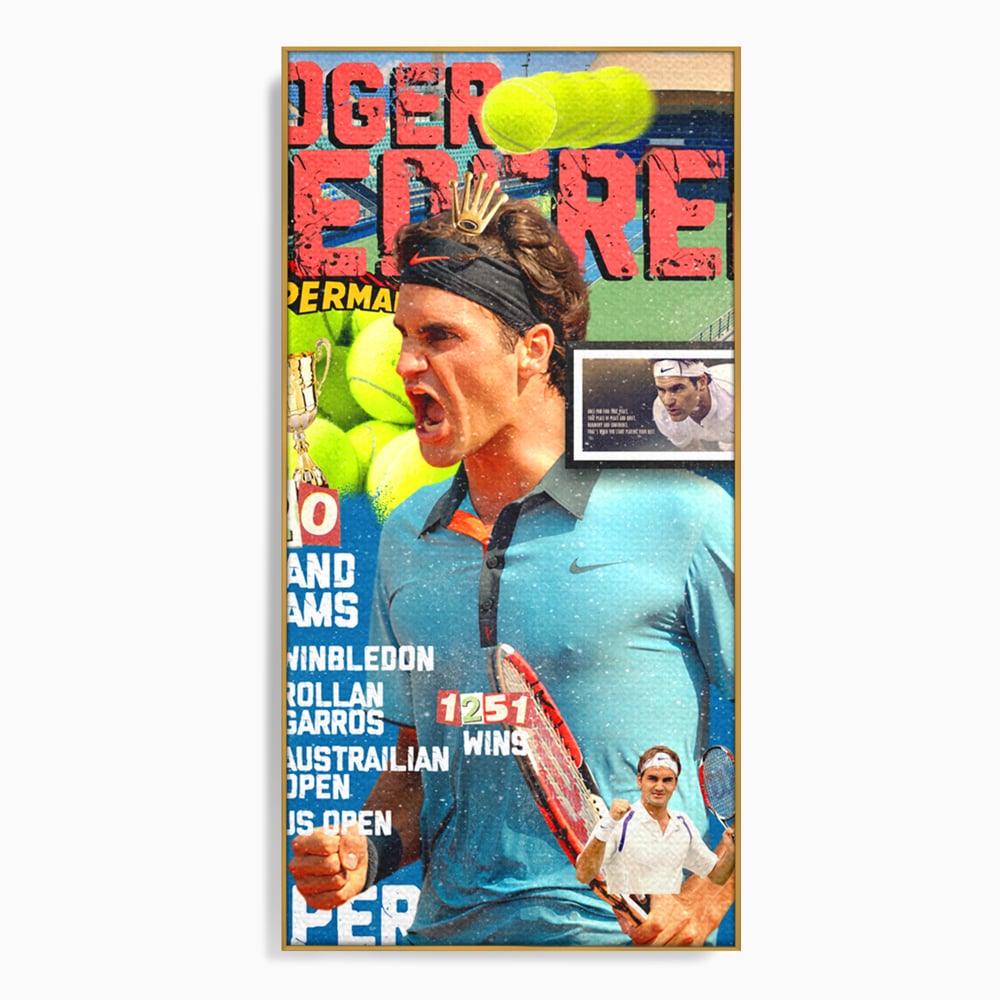 Tablou Canvas Premium LuxCanva® B1004, Roger Federer , Decorativ, Sportiv, Vedete, Tenis, Campioni, Culori Vibrante