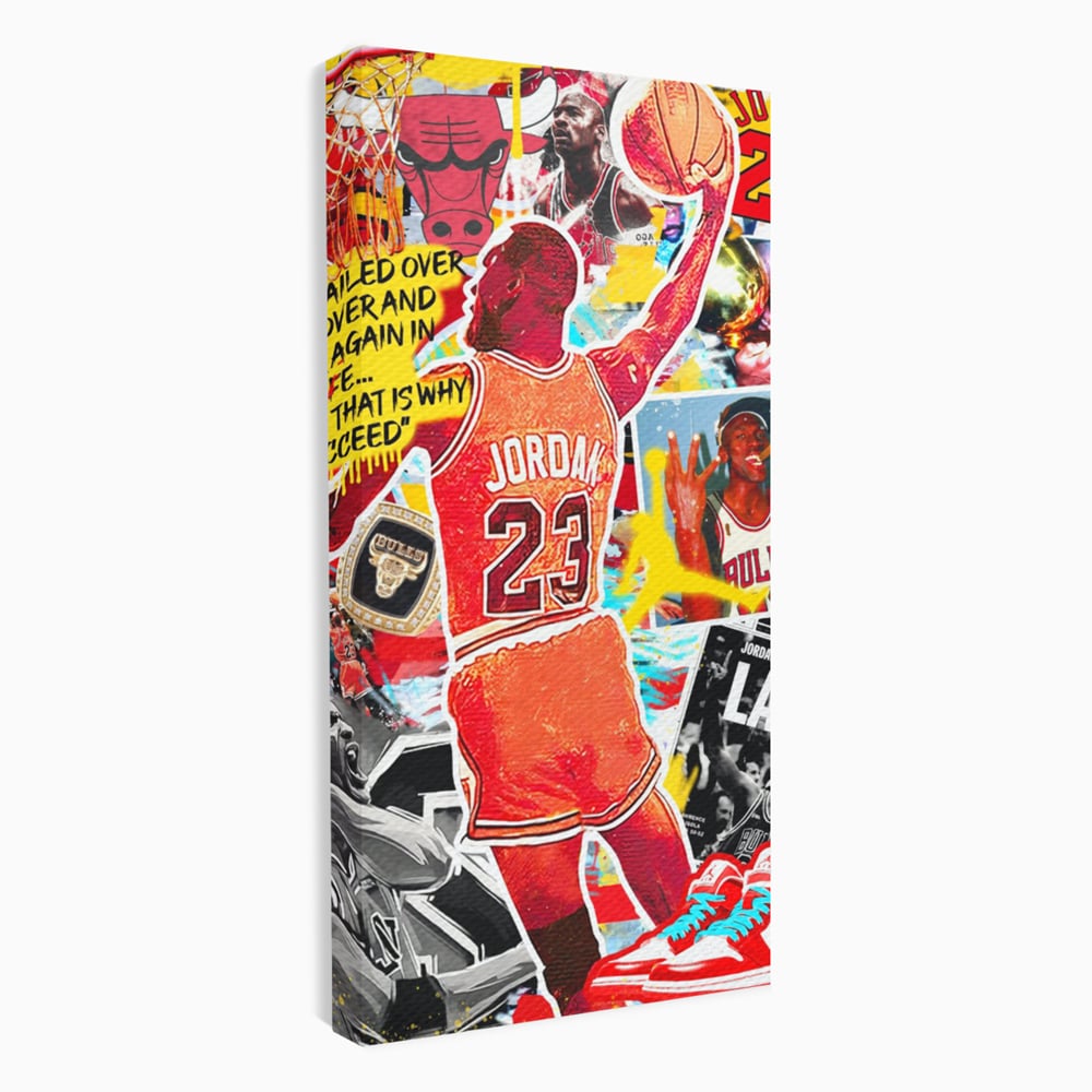 Leinwand Premium Canvas Wandkunst, LuxCanva® B1006, Michael Jordan, Basketball, Motivation, Sport, Slam Dunk, lebendige Farben