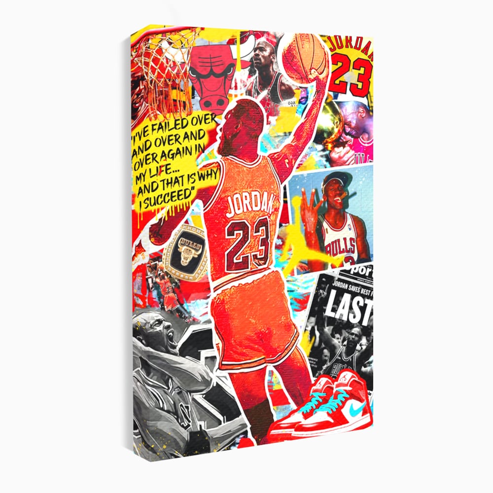 Leinwand Premium Canvas Wandkunst, LuxCanva® B1006, Michael Jordan, Basketball, Motivation, Sport, Slam Dunk, lebendige Farben