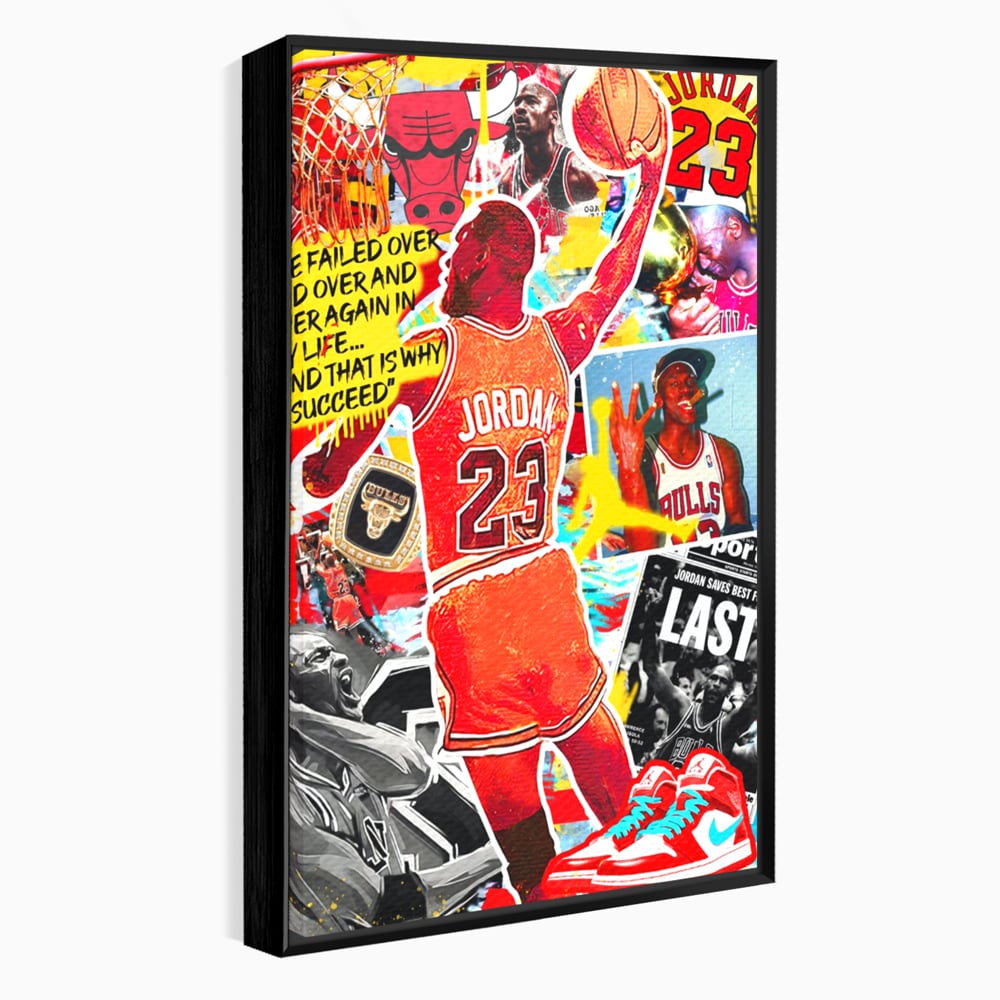 Leinwand Premium Canvas Wandkunst, LuxCanva® B1006, Michael Jordan, Basketball, Motivation, Sport, Slam Dunk, lebendige Farben