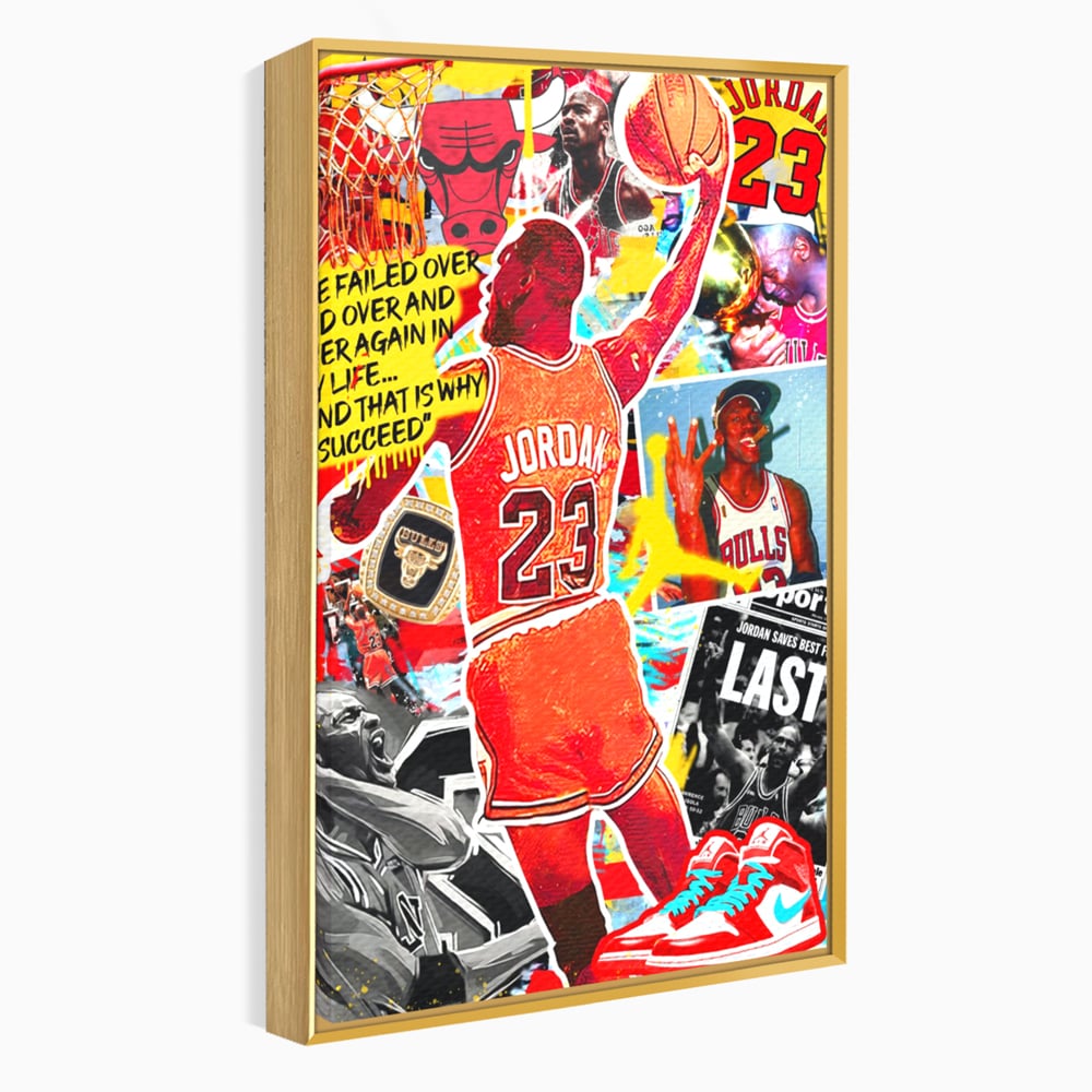 Leinwand Premium Canvas Wandkunst, LuxCanva® B1006, Michael Jordan, Basketball, Motivation, Sport, Slam Dunk, lebendige Farben