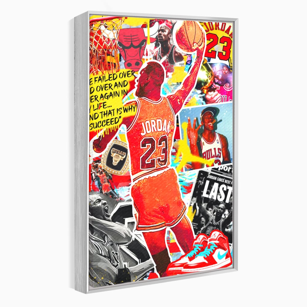 Leinwand Premium Canvas Wandkunst, LuxCanva® B1006, Michael Jordan, Basketball, Motivation, Sport, Slam Dunk, lebendige Farben