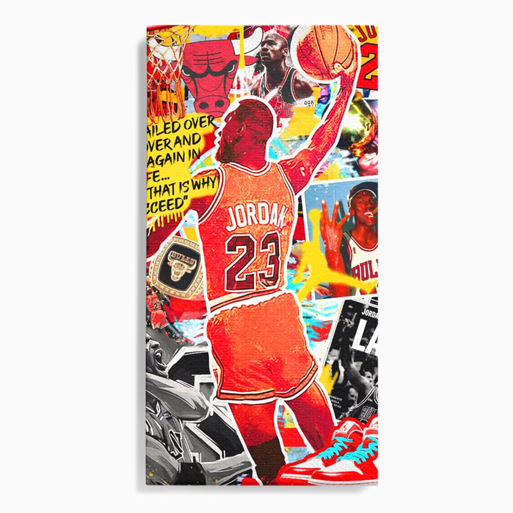 Leinwand Premium Canvas Wandkunst, LuxCanva® B1006, Michael Jordan, Basketball, Motivation, Sport, Slam Dunk, lebendige Farben
