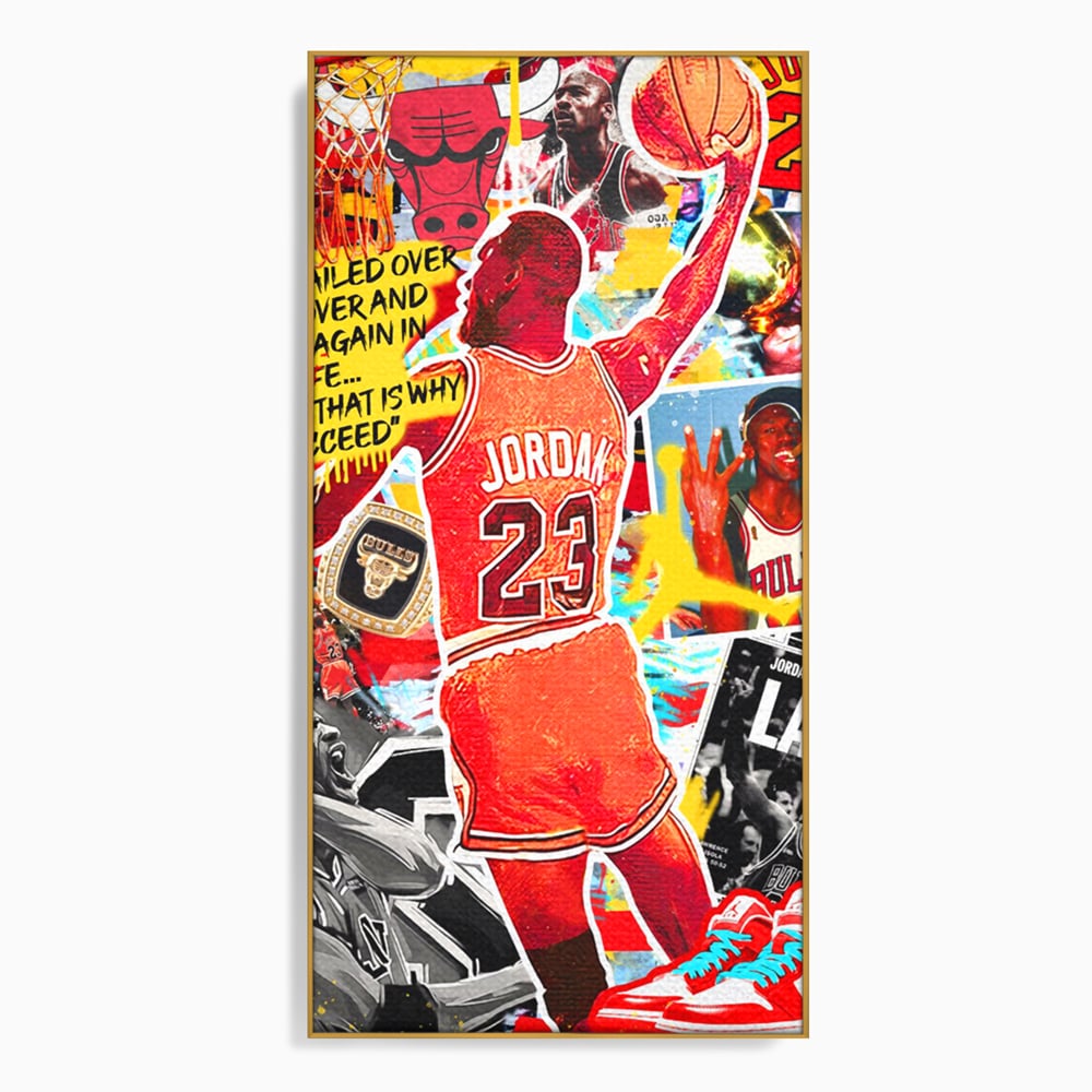 Leinwand Premium Canvas Wandkunst, LuxCanva® B1006, Michael Jordan, Basketball, Motivation, Sport, Slam Dunk, lebendige Farben