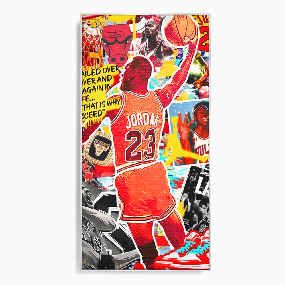Leinwand Premium Canvas Wandkunst, LuxCanva® B1006, Michael Jordan, Basketball, Motivation, Sport, Slam Dunk, lebendige Farben
