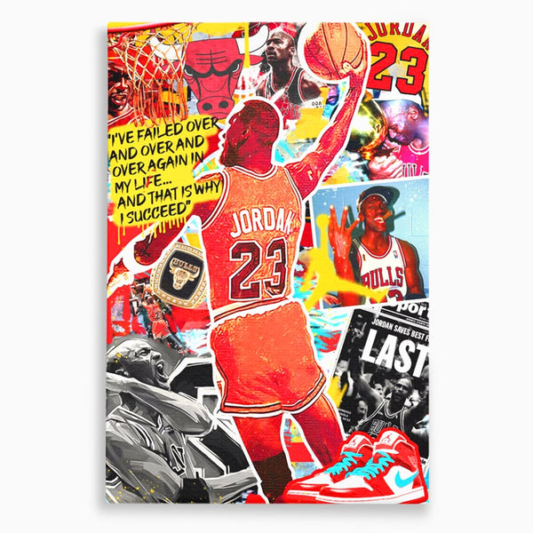 Leinwand Premium Canvas Wandkunst, LuxCanva® B1006, Michael Jordan, Basketball, Motivation, Sport, Slam Dunk, lebendige Farben
