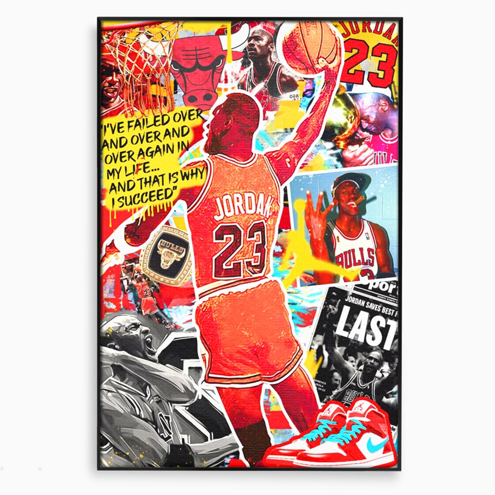 Leinwand Premium Canvas Wandkunst, LuxCanva® B1006, Michael Jordan, Basketball, Motivation, Sport, Slam Dunk, lebendige Farben