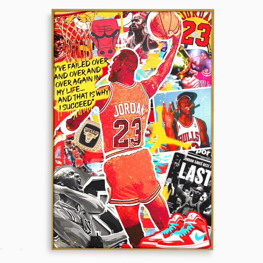 Leinwand Premium Canvas Wandkunst, LuxCanva® B1006, Michael Jordan, Basketball, Motivation, Sport, Slam Dunk, lebendige Farben