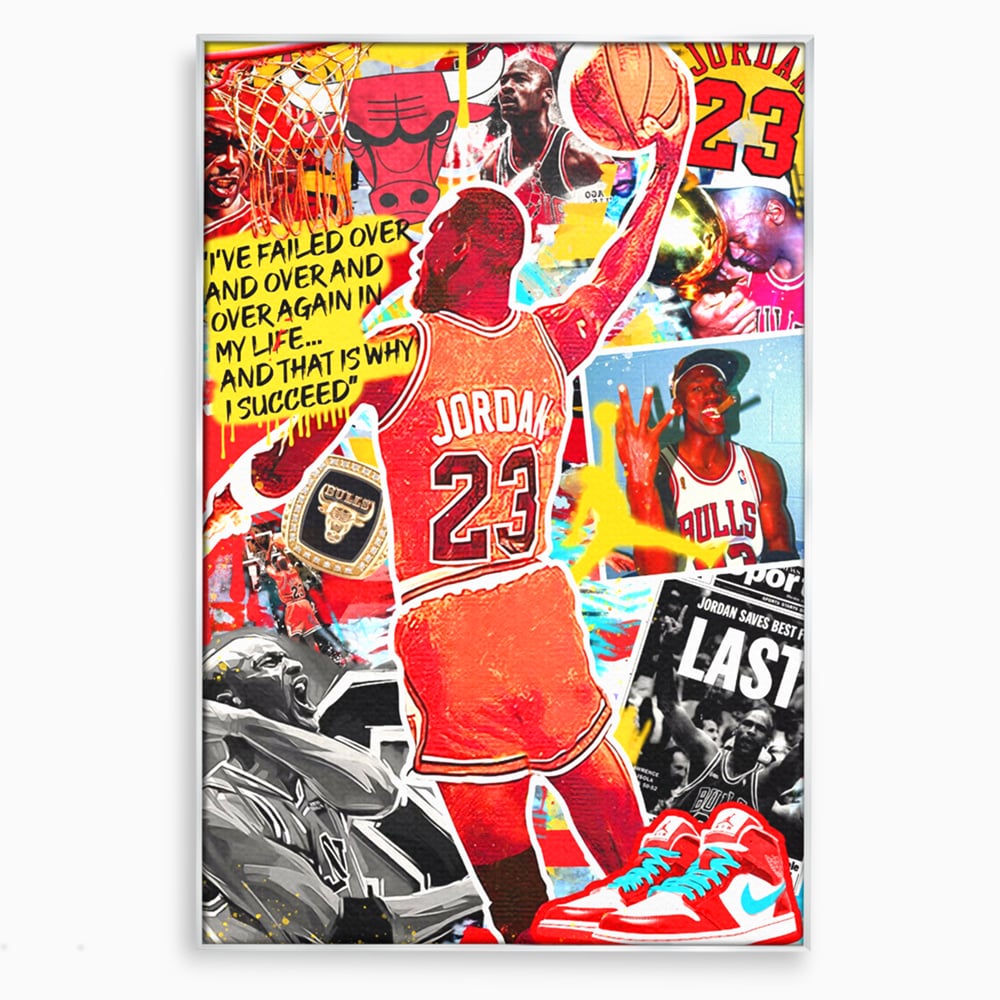 Leinwand Premium Canvas Wandkunst, LuxCanva® B1006, Michael Jordan, Basketball, Motivation, Sport, Slam Dunk, lebendige Farben