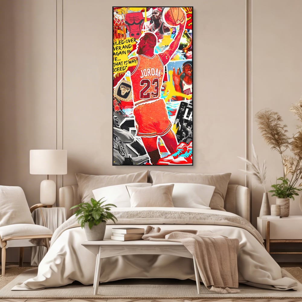 Leinwand Premium Canvas Wandkunst, LuxCanva® B1006, Michael Jordan, Basketball, Motivation, Sport, Slam Dunk, lebendige Farben