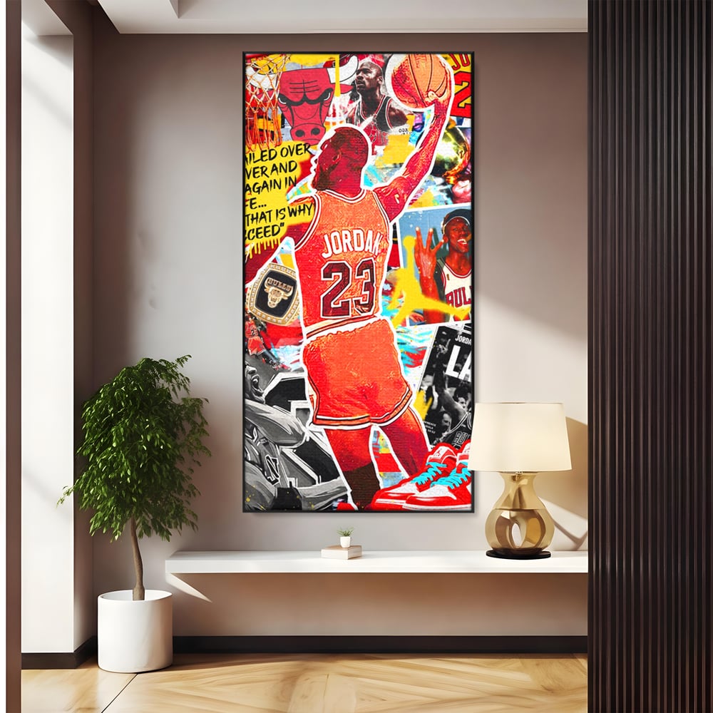 Leinwand Premium Canvas Wandkunst, LuxCanva® B1006, Michael Jordan, Basketball, Motivation, Sport, Slam Dunk, lebendige Farben