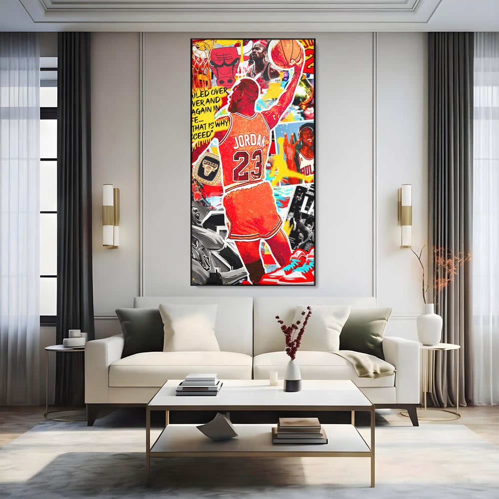 Leinwand Premium Canvas Wandkunst, LuxCanva® B1006, Michael Jordan, Basketball, Motivation, Sport, Slam Dunk, lebendige Farben