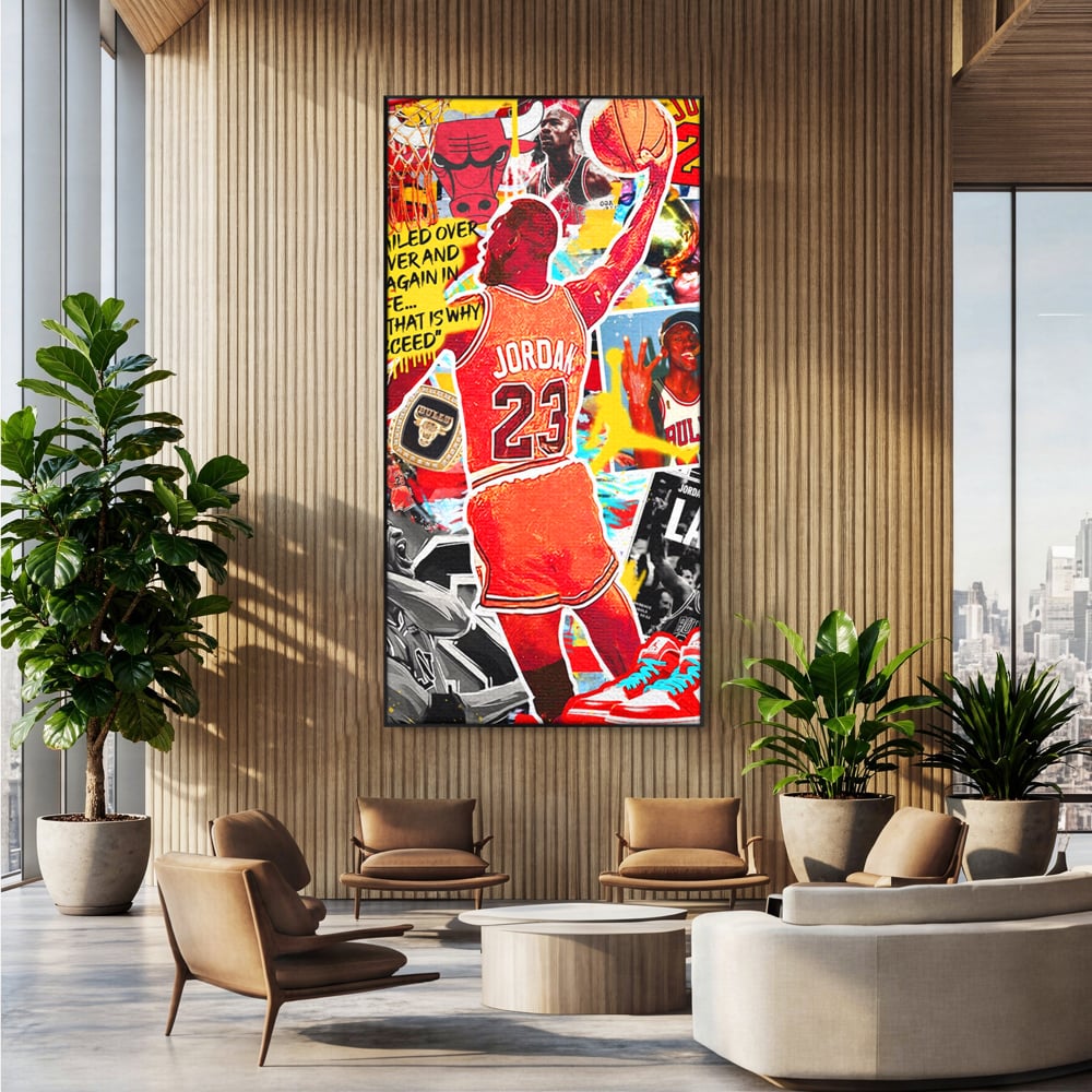 Leinwand Premium Canvas Wandkunst, LuxCanva® B1006, Michael Jordan, Basketball, Motivation, Sport, Slam Dunk, lebendige Farben