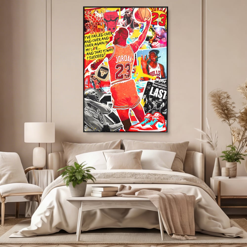 Leinwand Premium Canvas Wandkunst, LuxCanva® B1006, Michael Jordan, Basketball, Motivation, Sport, Slam Dunk, lebendige Farben