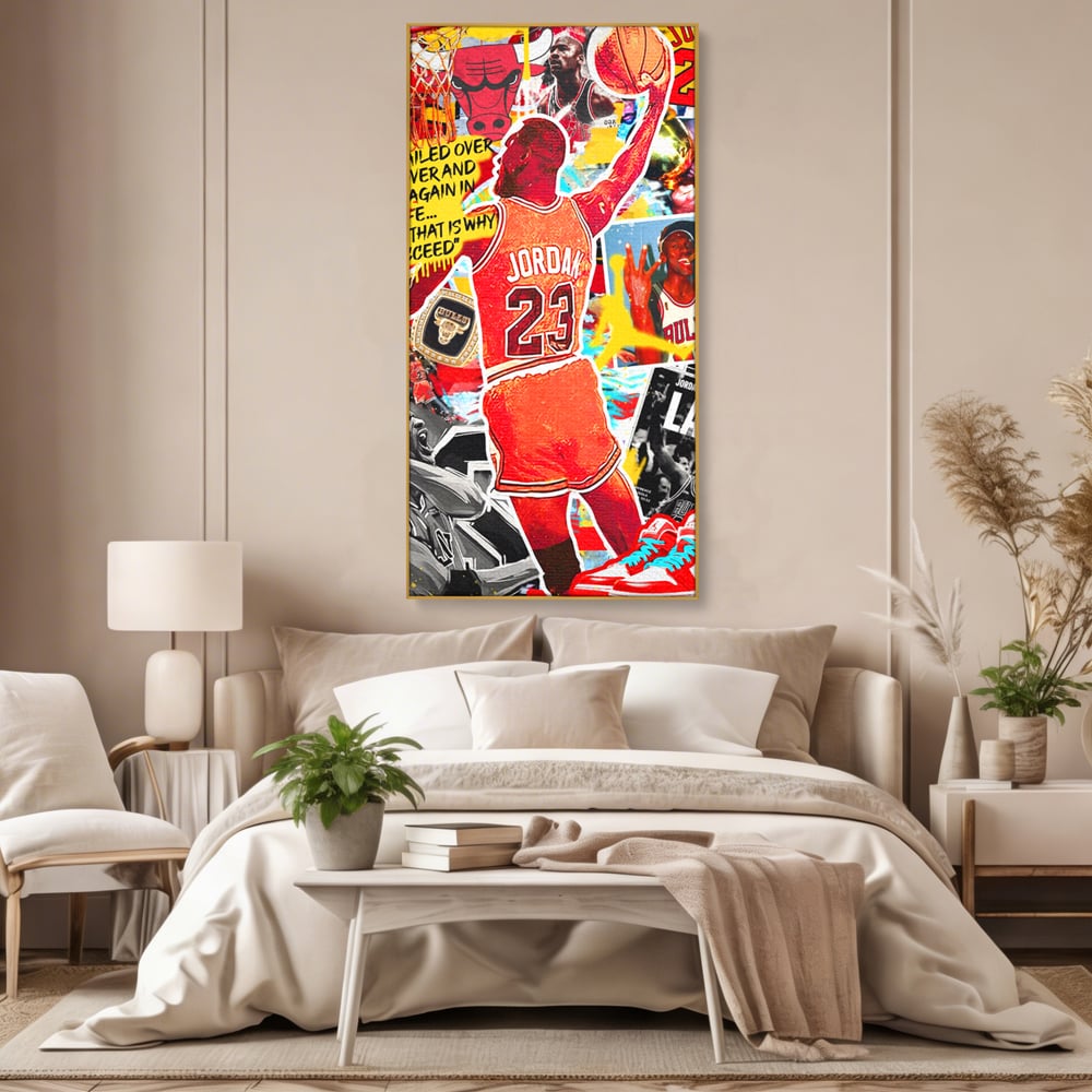 Leinwand Premium Canvas Wandkunst, LuxCanva® B1006, Michael Jordan, Basketball, Motivation, Sport, Slam Dunk, lebendige Farben