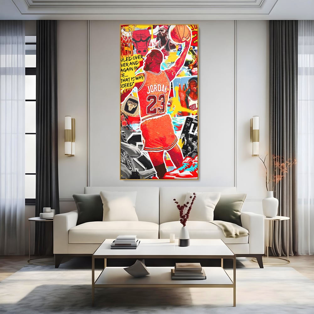 Leinwand Premium Canvas Wandkunst, LuxCanva® B1006, Michael Jordan, Basketball, Motivation, Sport, Slam Dunk, lebendige Farben