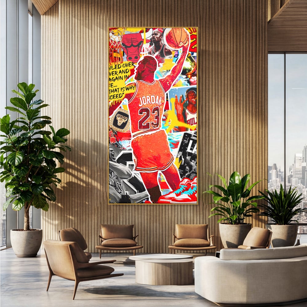 Leinwand Premium Canvas Wandkunst, LuxCanva® B1006, Michael Jordan, Basketball, Motivation, Sport, Slam Dunk, lebendige Farben
