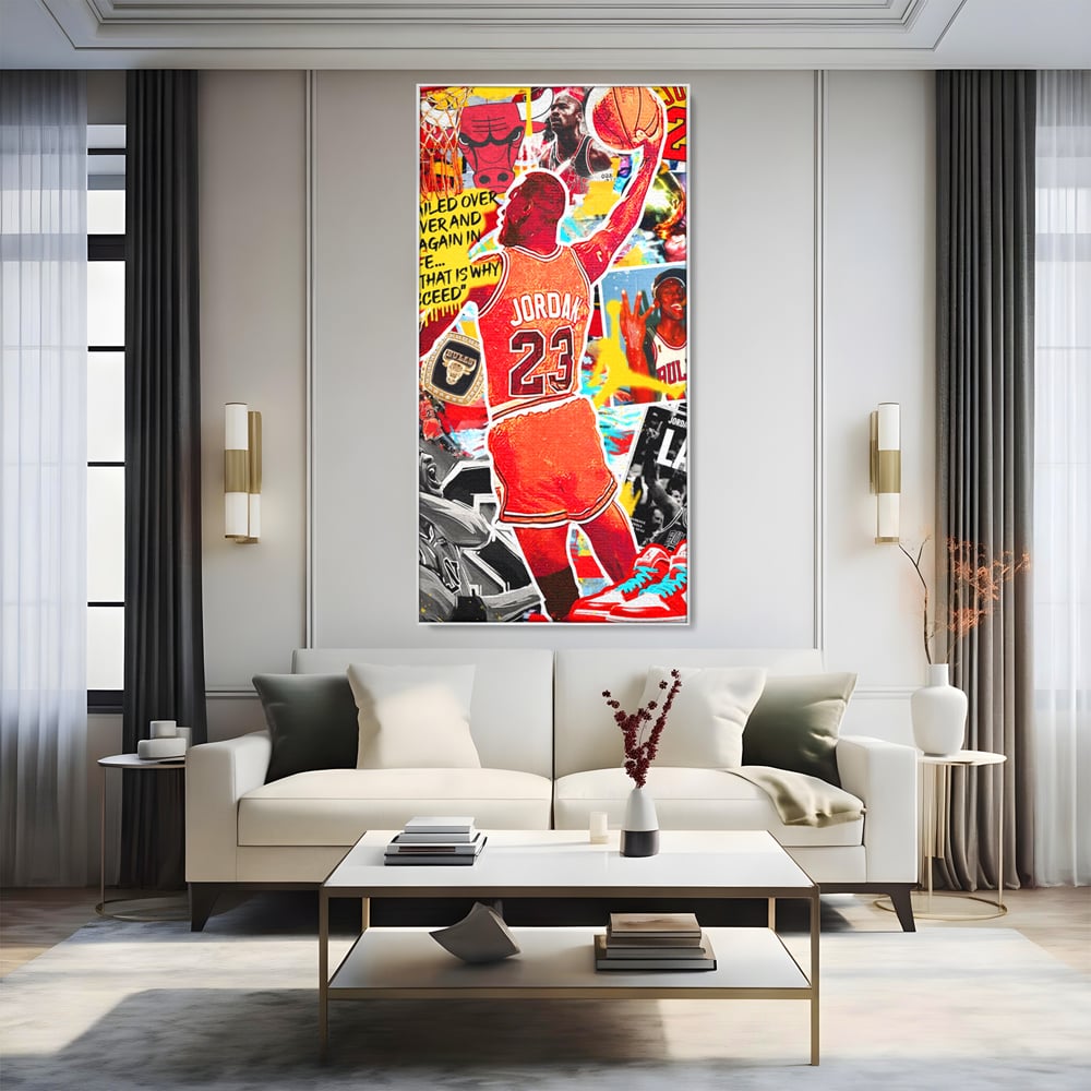 Leinwand Premium Canvas Wandkunst, LuxCanva® B1006, Michael Jordan, Basketball, Motivation, Sport, Slam Dunk, lebendige Farben