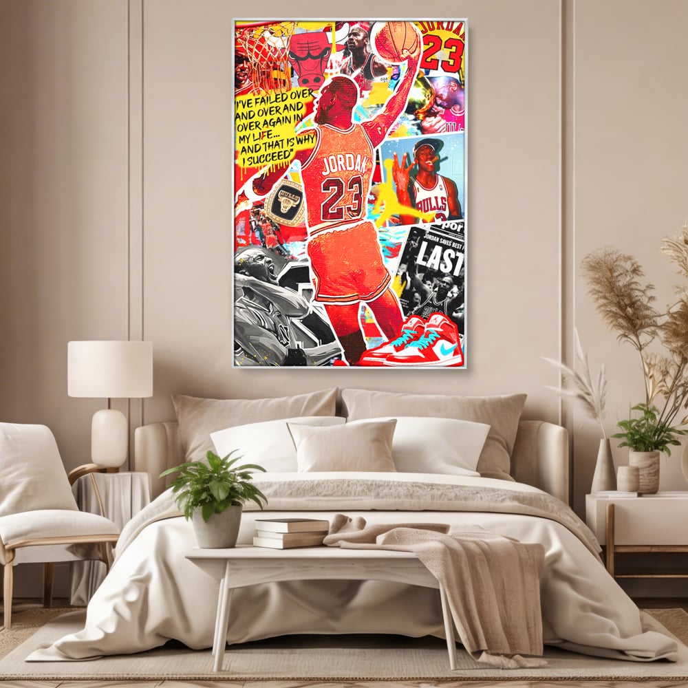 Leinwand Premium Canvas Wandkunst, LuxCanva® B1006, Michael Jordan, Basketball, Motivation, Sport, Slam Dunk, lebendige Farben