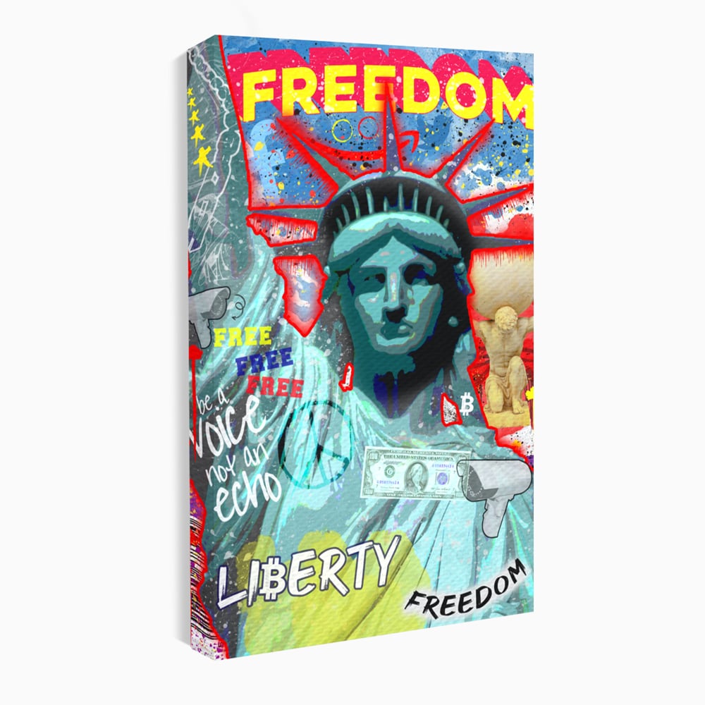 Tablou Canvas Premium LuxCanva® B1014, Statuia Libertatii , Motivational, America, Zeita Libertatii, Culori Vibrante