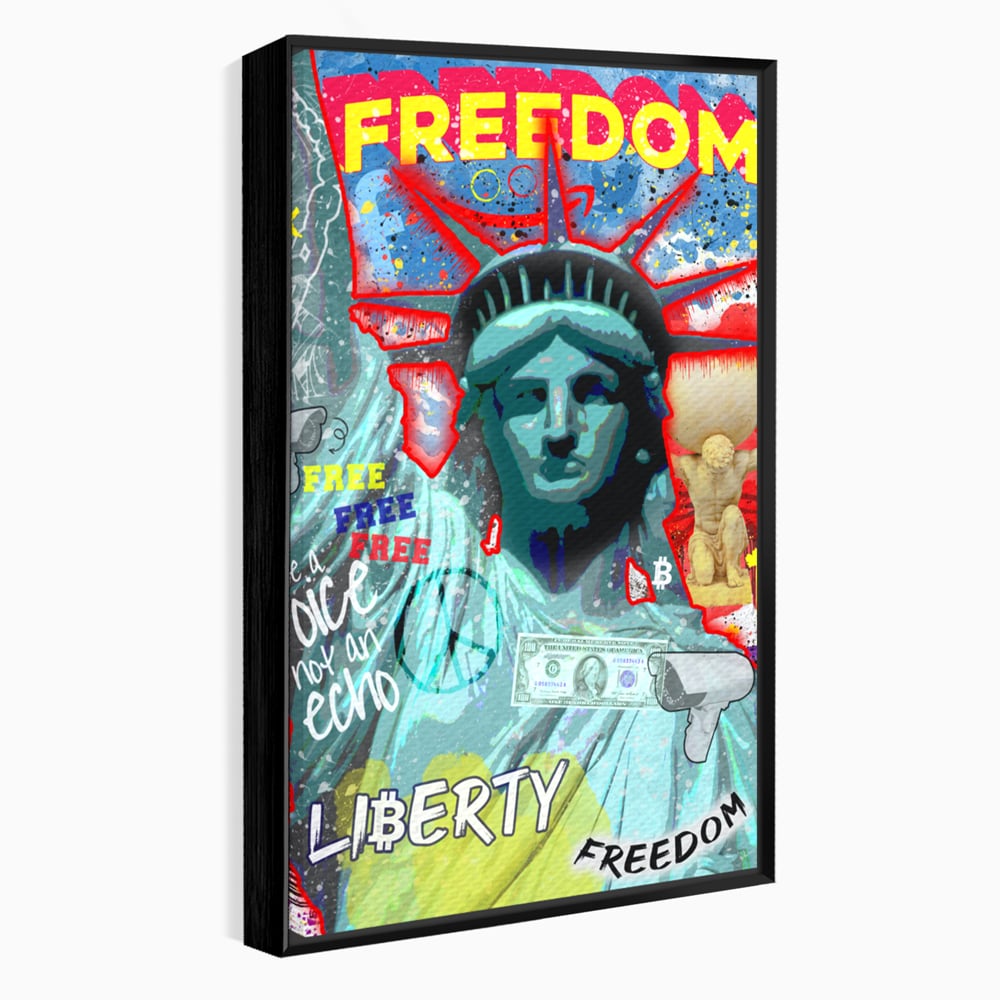 Tablou Canvas Premium LuxCanva® B1014, Statuia Libertatii , Motivational, America, Zeita Libertatii, Culori Vibrante